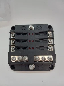 12V~24V 6 Way LED Illuminated Auto Car Blade Fuse Holder Box Circuit Block - Picture 1 of 3