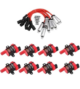 Round D585 UF262 Ignition Coils & 748UU 8mm Spark Plug Wires Set Chevrolet & GMC - Picture 1 of 13