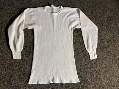vtg 70s 80s je morgan long johns white waffle knit thermal shirt 3XL XXXL 54-56 - Image 1 of 4