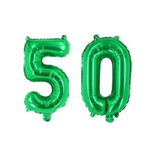 Number Fifty Green Balloon, 32" Foil Mylar, 50th Birthday Party Helium Balloon - Picture 1 of 1