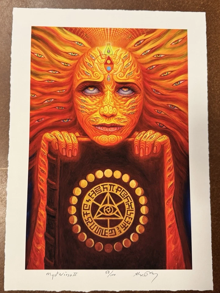 Póster Alex Grey impresión artística Mysteriosa II artista musa S/# de solo 100 con certificado de autenticidad raro Foto 1 de 4