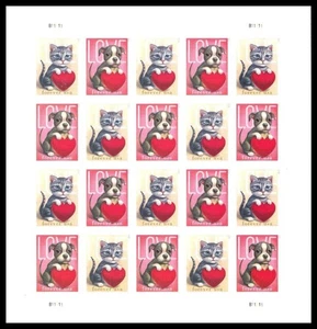 LOVE KITTEN PUPPY STAMPS 2023 Issue SC#5745 MNH Full Sheet OF 20 Forever - Picture 1 of 3