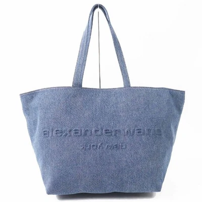 Kiwami Alexander Wang Punch Logo Embossed Denim Tote Large Bag Indigo Blue - image 1 of 4