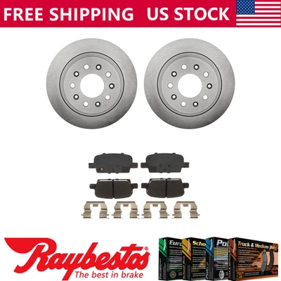 Rear Brake Rotors + Ceramic Brake Pads & Hardware For 2016-2019 Chevrolet Malibu - Image 1 of 4