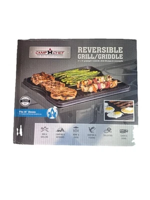 Plancha de hierro fundido pre-sazonado reversible Camp Chef superficie de cocción 14x16 Foto 1 de 3