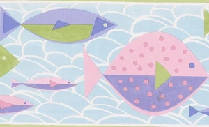 CONCORD WALLCOVERINGS ™ Kids Wallpaper Borders Fishes for Play Room Bedroom P... - Picture 1 of 4