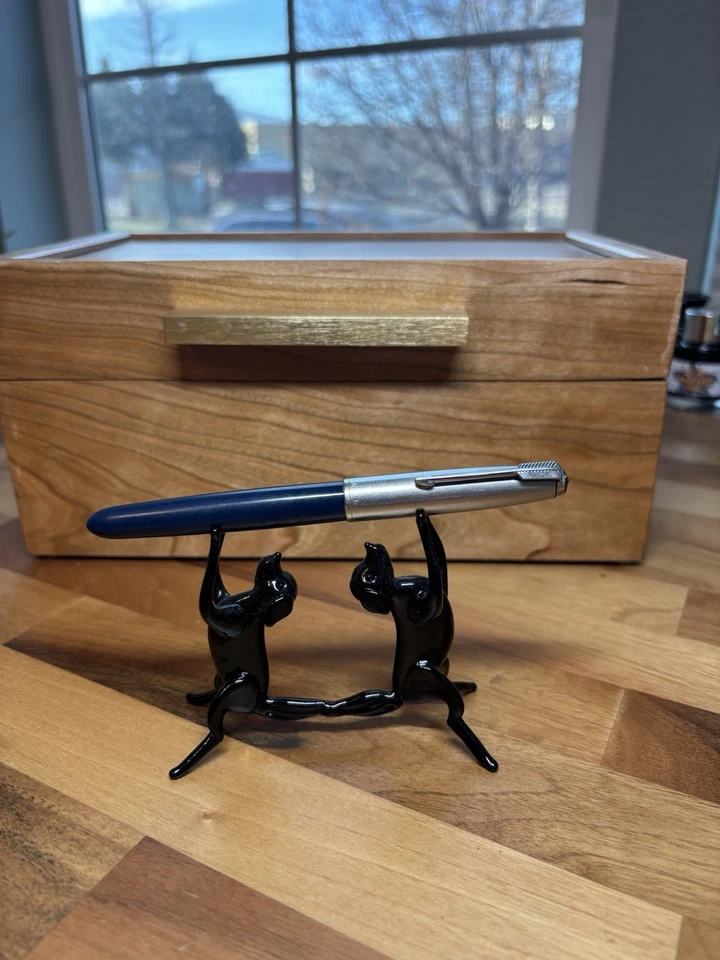 Pluma Estilográfica PARKER "51" MKIII AEROMÉTRICA Reparada•Azul Cedro•Oro 14K F Nuevo en Caja Foto 1 de 4