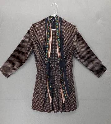 Zara Dress Womens Small Black Polka Dot Tie Neck Pleated Long Sleeve Retro Chic - Image 1 of 4