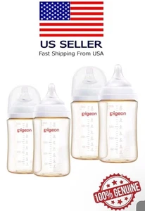 Pigeon 4-Pack 8oz PPSU Plastic Baby Bottles w/Nipples 3+ Months FREE SHIPPING - Picture 1 of 10