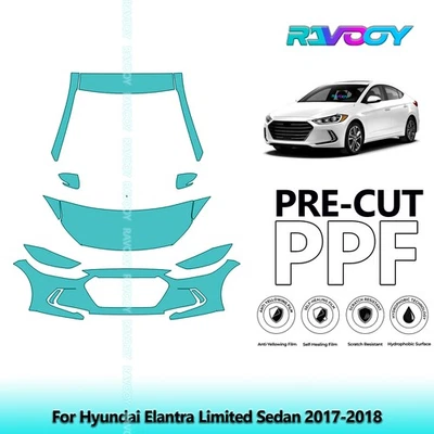 Предварительно нарезанная защитная пленка PPF для седана Hyundai Elantra Limited 2017–2018 годов - Изображение 1 из 4