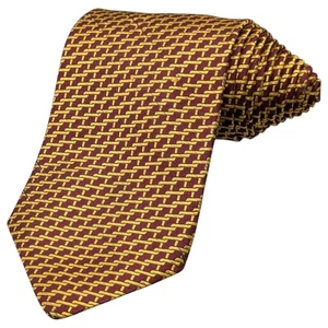 Vestido formal Brooks Brothers corbata para hombre 57" clásico tejido de canasta de seda rojo dorado de colección - Imagen 1 de 10