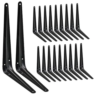 Paquete de 20 soportes de estante de 12 pulgadas, estante flotante de metal de hierro negro de alta resistencia - Imagen 1 de 8