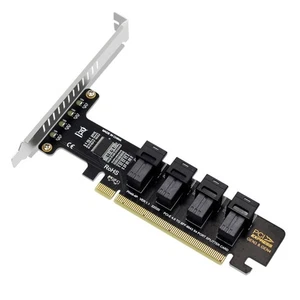 PCIE X16 to 4 Port NVME SFF-8643 SFF-8639 Expansion Card PCIE4.0 Split Card - Picture 1 of 8