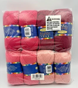 Herrschners Afghan Garn 2-fädig 2 Unzen 220 Yd 8 Knäuel Maulbeere/Guave/Pfingstrose/Grapefruit - Bild 1 von 5