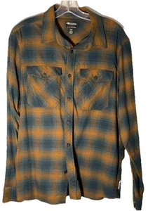 OR OUTDOOR RESEARCH Mens M Flannel Shirt-Orange/Gray Fade Plaid - Picture 1 of 6
