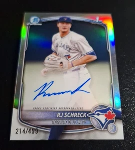 2025 1ST BOWMAN CHROME PROSPECT REFRACTOR AUTO SP #CPA-RSC RJ SCHRECK  214/499 - Picture 1 of 2