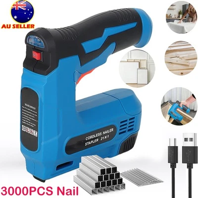 2 in 1 Rechargeable Cordless Electric Stapler Tacker Nail Staples Gun 3000 Nails - image 1 of 4