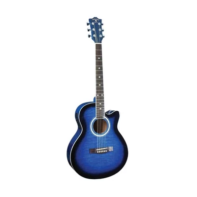 Indiana Madison 6 String Acoustic-Electric Guitar, Right Handed, Quilted_Blue... - Image 1 of 4