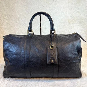 Chanel Boston Bag Black Quilted Leather CC Logo Travel Duffle Handbag Vintage - Picture 1 of 20