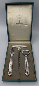 Georg Jensen Eichel Sterling Silber Barren Set - Flaschenöffner Korkenzieher Öffner - Bild 1 von 12
