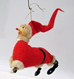 Vintage Santa Clown Hund handbemalt Ton Gesicht Holz Nase mit Gitarre Kurios - Bild 1 von 10