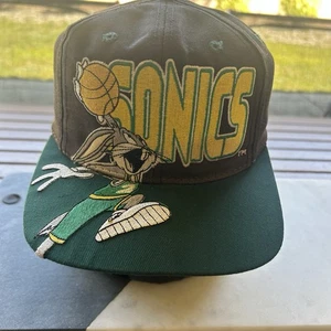De colección Años 90 Looney Tunes Seattle Super Sonics Raro Bugs Bunny Snapback Gorra Gorra - Imagen 1 de 18