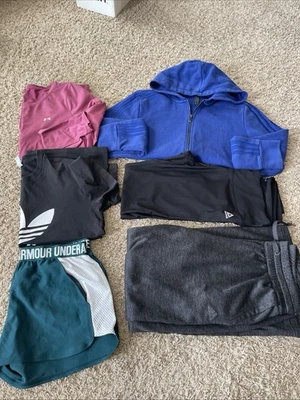 LOT Of 6 Women's Sz Medium Adidas Under Armour Sweatshirt Shorts Pants Leggings - Image 1 of 4