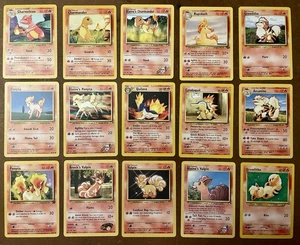 Set of 15 Common Fire Type Pokémon Cards circa 1995 - 2000 - Picture 1 of 2