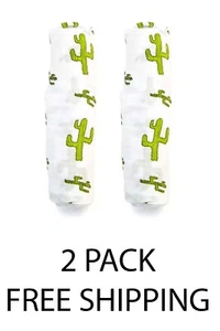 Baby Blankets Swaddle Muslin Summer Cactus Organic Cotton Bamboo 2 PACK - Picture 1 of 4