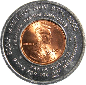 Santa Rosa, California 2000-D REDWOOD EMPIRE COIN CLUB Ficha Encasada (04206) - Imagen 1 de 2