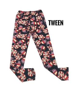 Leggings Tween Lularoe CALAVERAS DE AZÚCAR BANDERAS UNIDAS FUERTES - Imagen 1 de 1