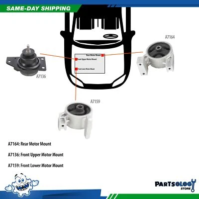 DNJ MMK1106 Nuevo Kit de Montaje de Motor 3 Piezas para 06-11 Hyundai Kia Rio 1.6L DOHC Foto 1 de 4