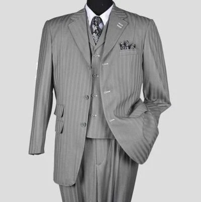 New Men's 3 piece Fortino Landi Elegant and Classic Stripes Suit 4 Colors  5267v - Image 1 of 4
