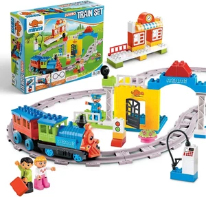 Motorized Train Set and Tracks Building Blocks - Battery Operated (107 Piece Set - Picture 1 of 12