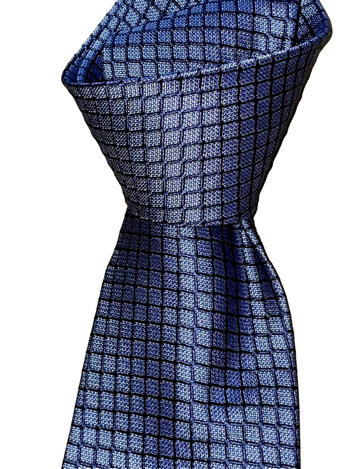 $250 NUEVO SIN ETIQUETAS TOM FORD Corbata de cuello acrílico seda azul oscuro a cuadros para hombre 3,9" Italia Foto 1 de 4