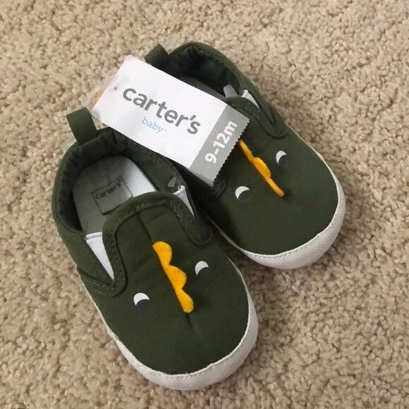 NEW SIZE 0-3 MO. CARTER'S BABY BOY'S SLIP-ON DINOSAUR CRIB SHOES - Image 1 of 1