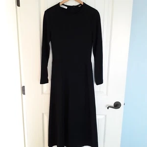 Vintage Anne Klein II Wolle Langarm Faux Wickelrock Kleid; Marineblau Größe 8 - Bild 1 von 14