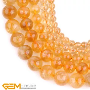 Genuine Citrine Natural Gemstone Round Beads For Jewelry Making 15" AAA Grade - Foto 1 di 37