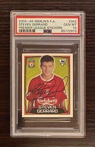 2003 - 2004  Steven Gerrard Merlin Premier League Sticker Liverpool PSA 10 Pop 1