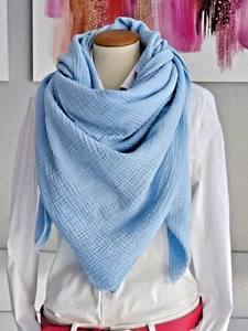 Italy Moda Großer Musselin Tuch Double Gauze 145 X 135 Hell Blau
