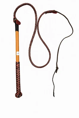 BORRAQ Leather Whip 6 Plait Stock Whip Brown reddish Genuine Leather
