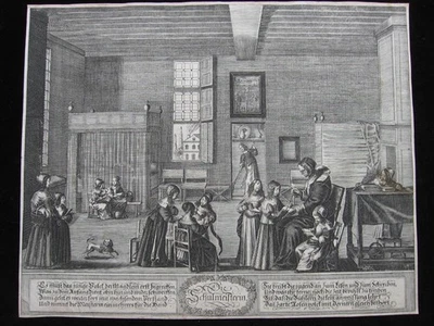 Mathias van Somer: Schulmeisterin 1650/School Mistress Print Radierung Bosse - Bild 1 von 4