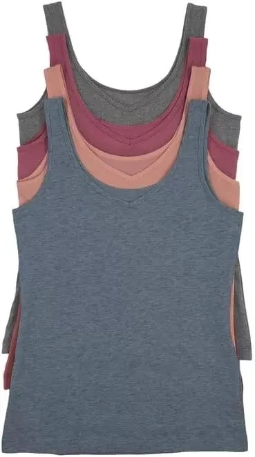Felina Women's Cotton Modal Reversible Tank Top 4 Pack Multi-Color Medium
