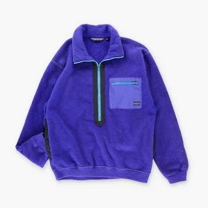 Vintage PATAGONIA 80s 90s 'Retro X' Purple Blue 1/2 Zip RARE Fleece USA Made (M) - Picture 1 of 3