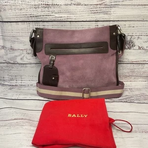 Bally Claire Purple Suede Leather Shoulder Crossbody Bag Purse - Picture 1 of 8