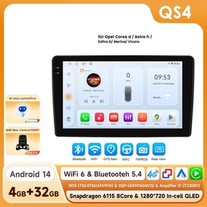 9" Android 14 Carplay Autoradio GPS 4+32GB DSP Für Opel Astra Corsa C/D Vectra - Bild 1 von 24