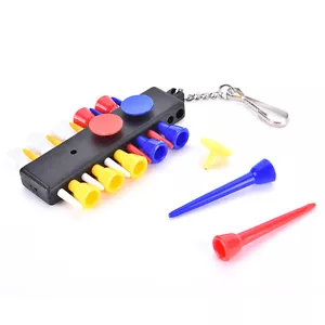 1x Golf Tee Holder Carrier with 12 plastic Tees w 3 Ball Markers w 1 KeyCh 0HK - Picture 1 of 5