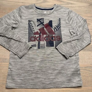 READ Adidas Gray Long Sleeve Graphic Athletic T-Shirt Toddler Boys 7 Multi Sport - Picture 1 of 16