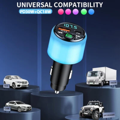 FM Transmitter Bluetooth 5.3 Radio USB C KFZ Auto Ladegerät Zigarettenanzünder - Bild 1 von 4