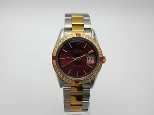 ROLEX Datejust Men's 16013 Grape Dial Two tone Automatic Watch Oyster Bracelet - Picture 1 of 13